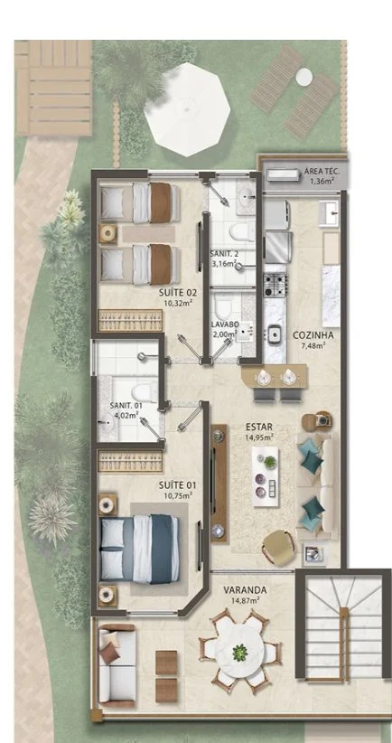 Planta 1 Andar com Varanda
